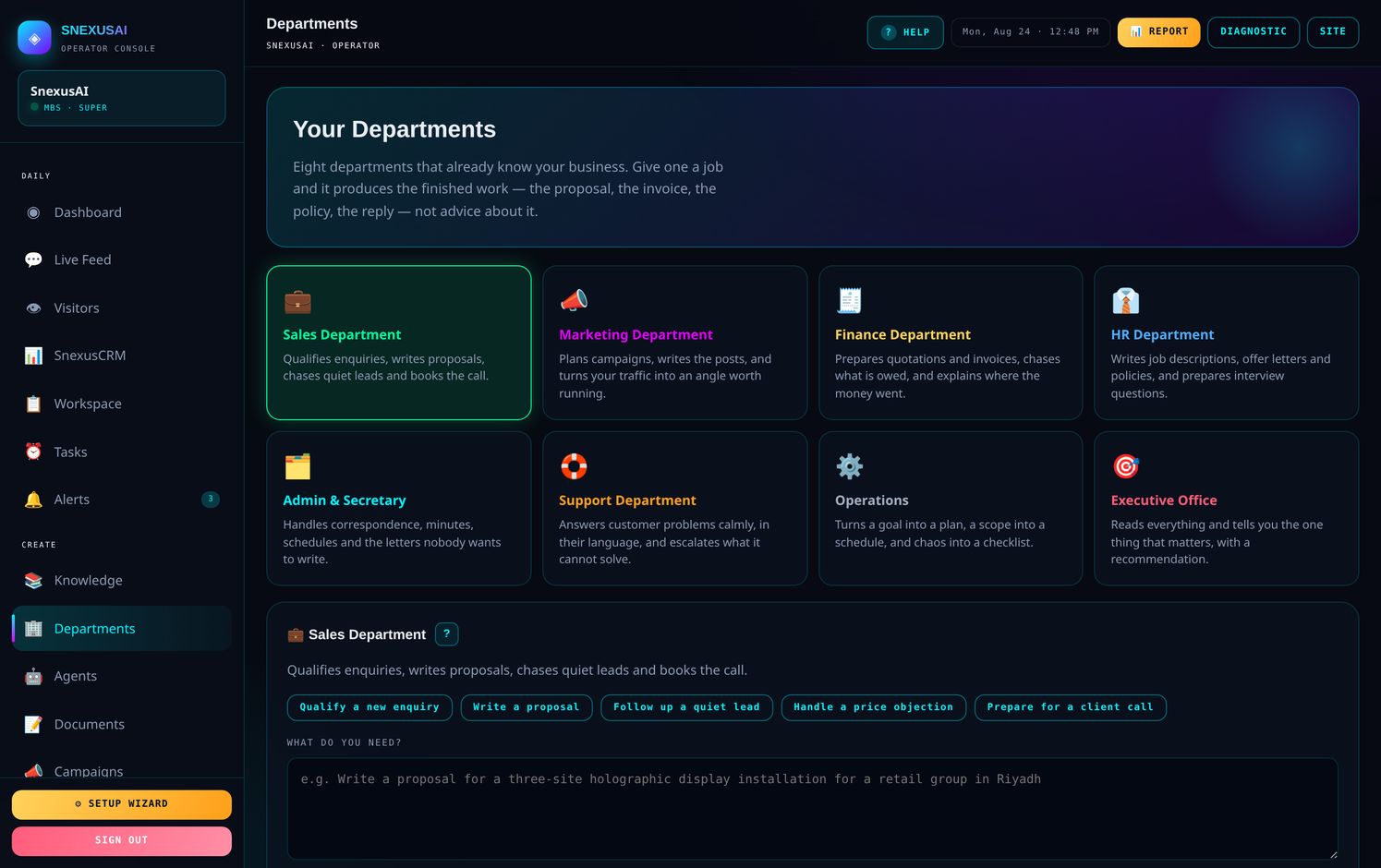 AI Departments โ pick one and give it a job