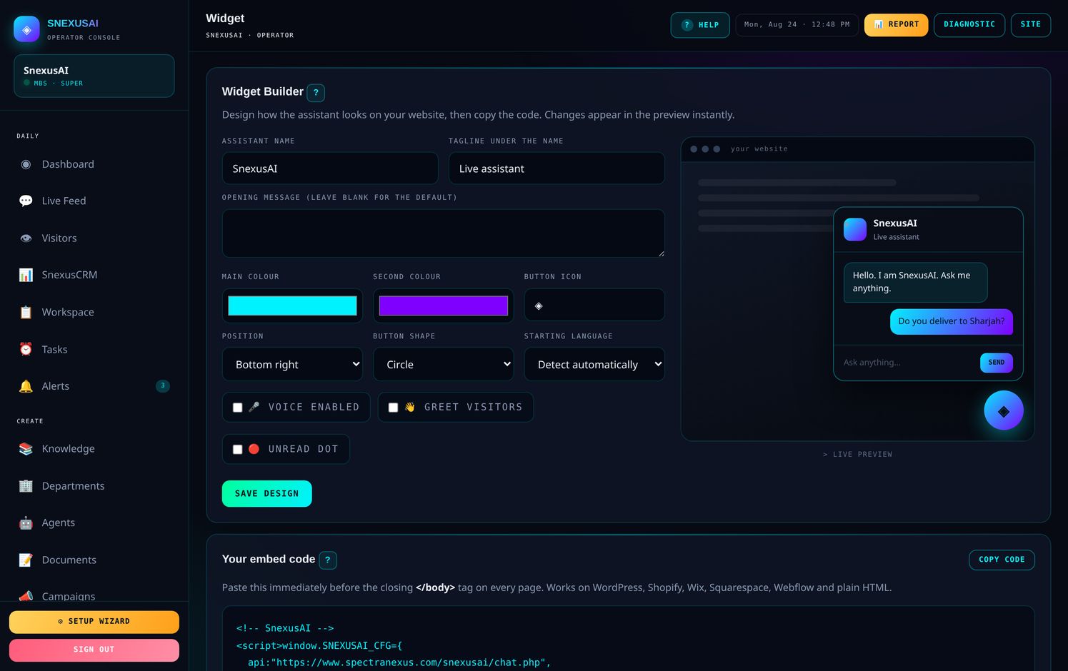 Widget Builder โ live preview as you change it